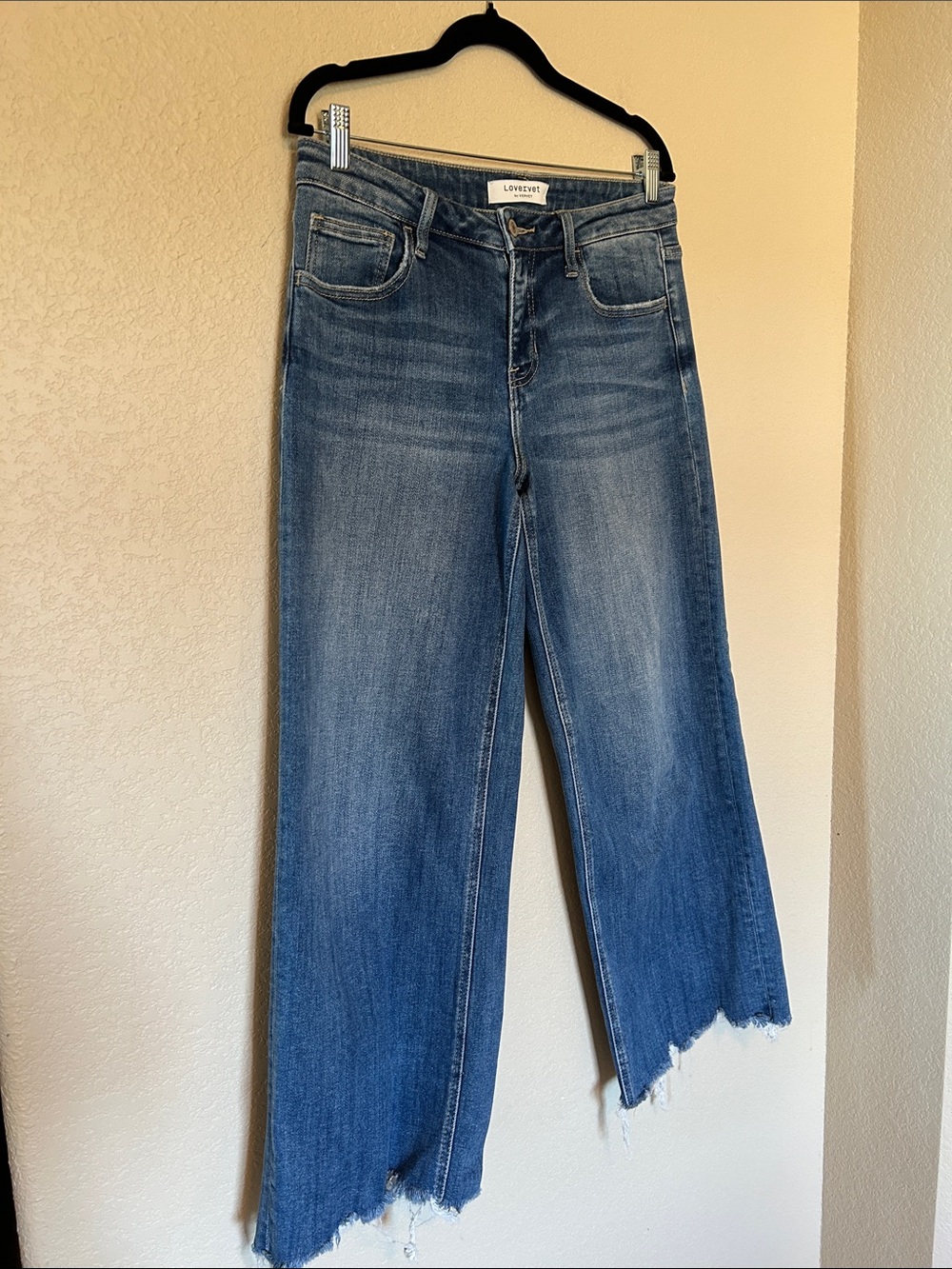 Lovervet by VERVET Wide Leg Cropped Jeans Women’s Size 28 Raw Hem Stretch - Picture 5 of 10